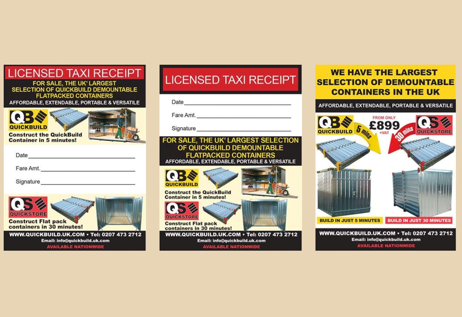 Taxi Advertising - branded receipt pads